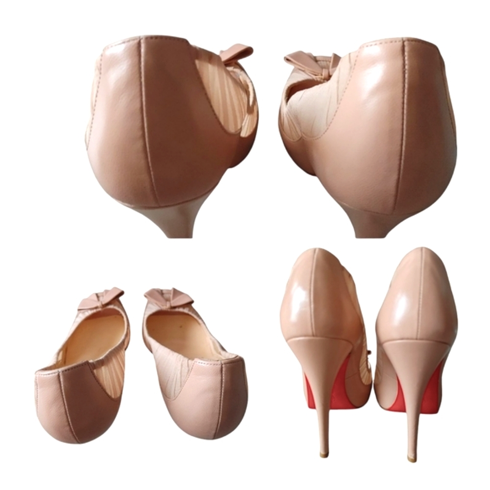 Christian Louboutin Heel Pumps Beige Ribbon Lace Shoes - Picture 13 of 14